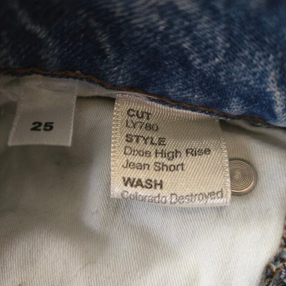 Reformation Womens Dixie High-Rise Denim Shorts 25 Distressed Raw Hem Button Fly - Picture 8 of 12